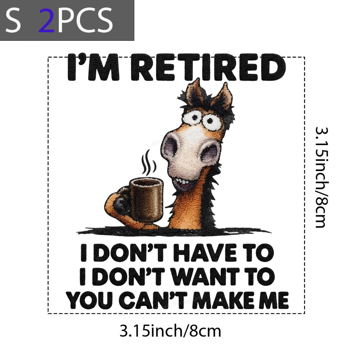 DTF Heat Transfer Iron On Sticker Iron On Heat Transfers Cartoon Horse Coffee Humor Design for Retired Life Casual Wear Clearance - 8