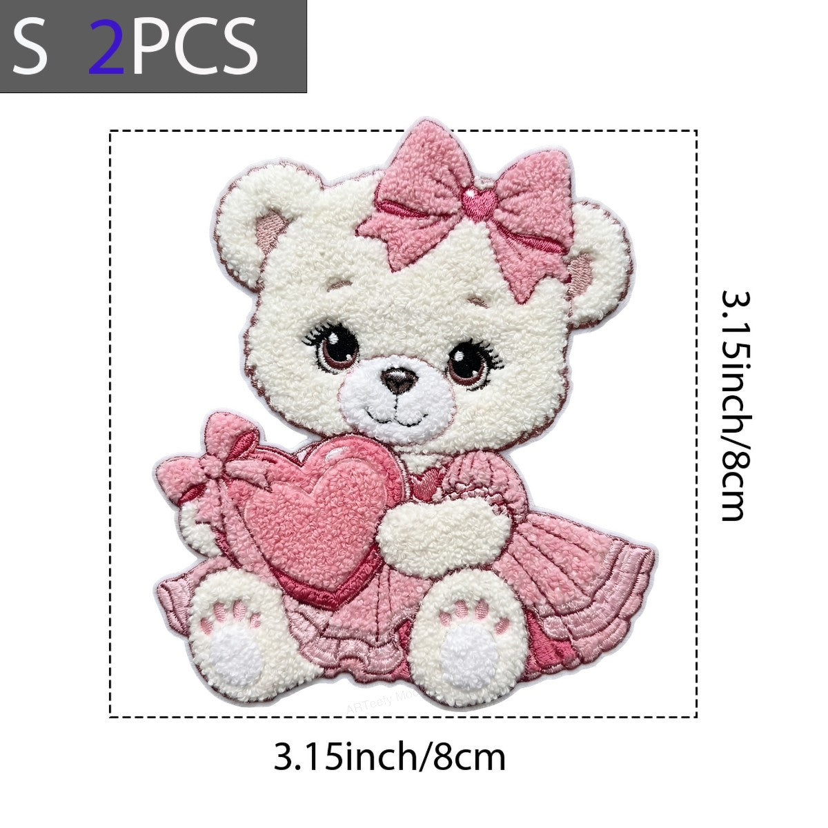 DTF Heat Transfer Iron On Sticker Iron On Heat Transfers Adorable Bear with Pink Dress Heart for Apparel Bags Jackets Clearance - 8