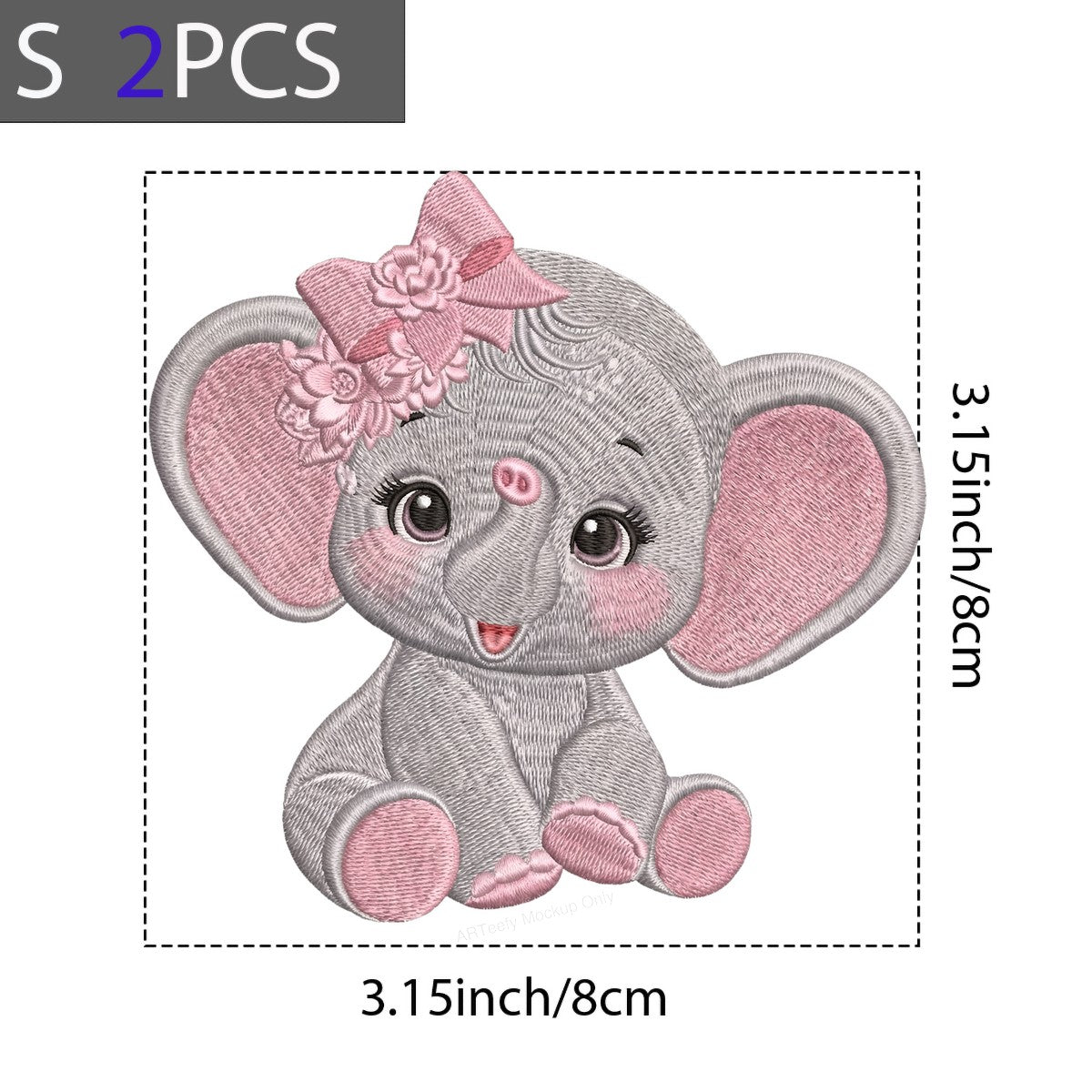 DTF Heat Transfer Iron On Sticker Iron On Transfers for T Shirts Cute Elephant Design Pink Bow Flowers Heat Press Ready for Apparel Bags Jackets Local Warehouse - 8