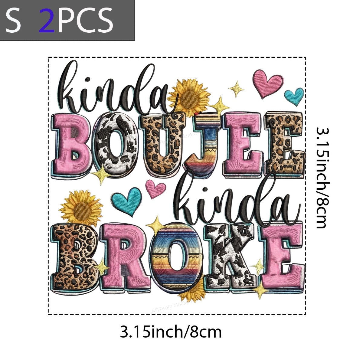 DTF Heat Transfer Iron On Sticker Iron On Heat Transfers Colorful Boujee Style Sunflowers Hearts for Casual Apparel T Shirts Clearance - 8