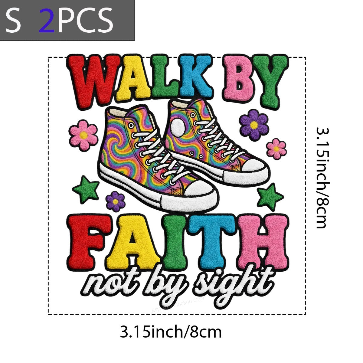 DTF Heat Transfer Iron On Sticker Iron On Heat Transfers Colorful Sneakers Inspirational Faith Lettering for T Shirts Hoodies Clearance - 8