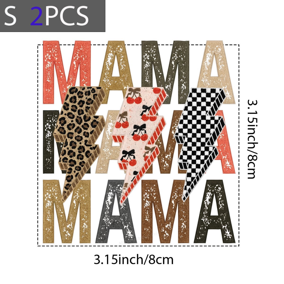 DTF Heat Transfer Iron On Sticker DTF Transfers Ready to Press Mama Lettering with Leopard Cherry Checker Patterns for T Shirts Hoodies Local Warehouse Clearance - 8