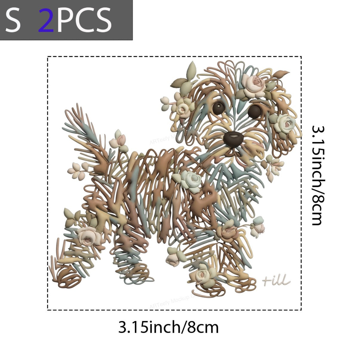 DTF Heat Transfer Iron On Sticker Iron On Heat Transfers Floral Puppy Design Cute Animal Pattern for T Shirts Hoodies Local Warehouse - 8