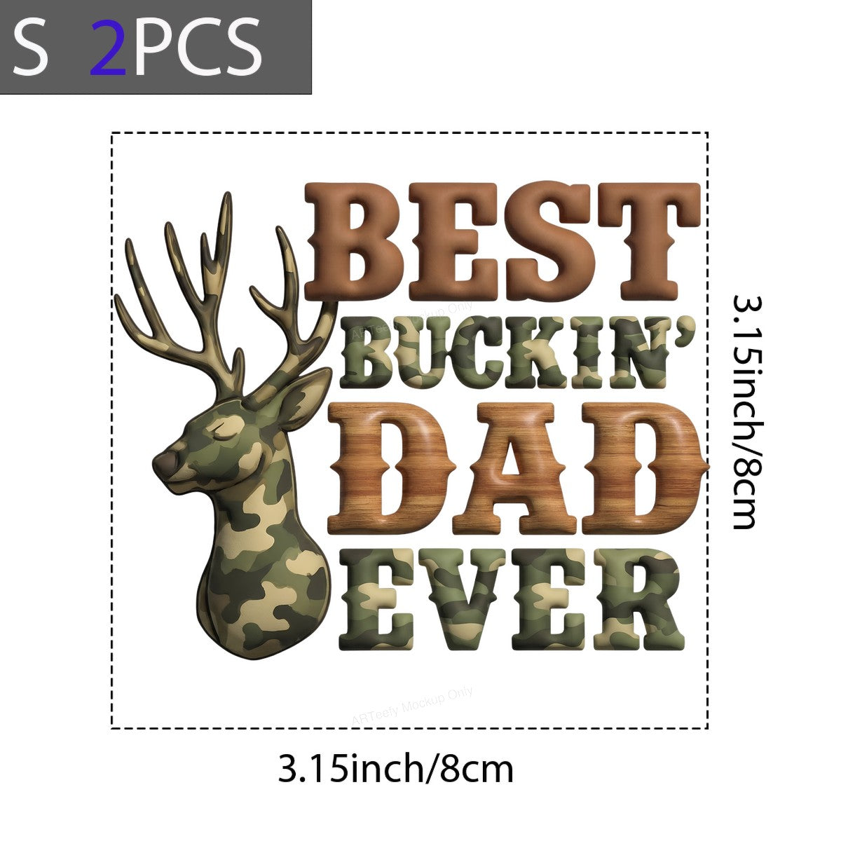 DTF Heat Transfer Iron On Sticker Iron On Heat Transfers Best Buckin Dad Ever Camo Deer Design for Father Day T Shirts Local Warehouse - 8