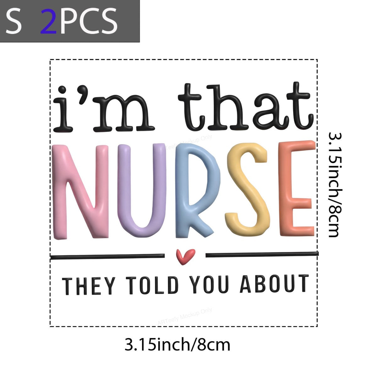 DTF Heat Transfer Iron On Sticker Iron On Heat Transfers Colorful Nurse Lettering for Apparel Medical Professionals Local Warehouse - 8