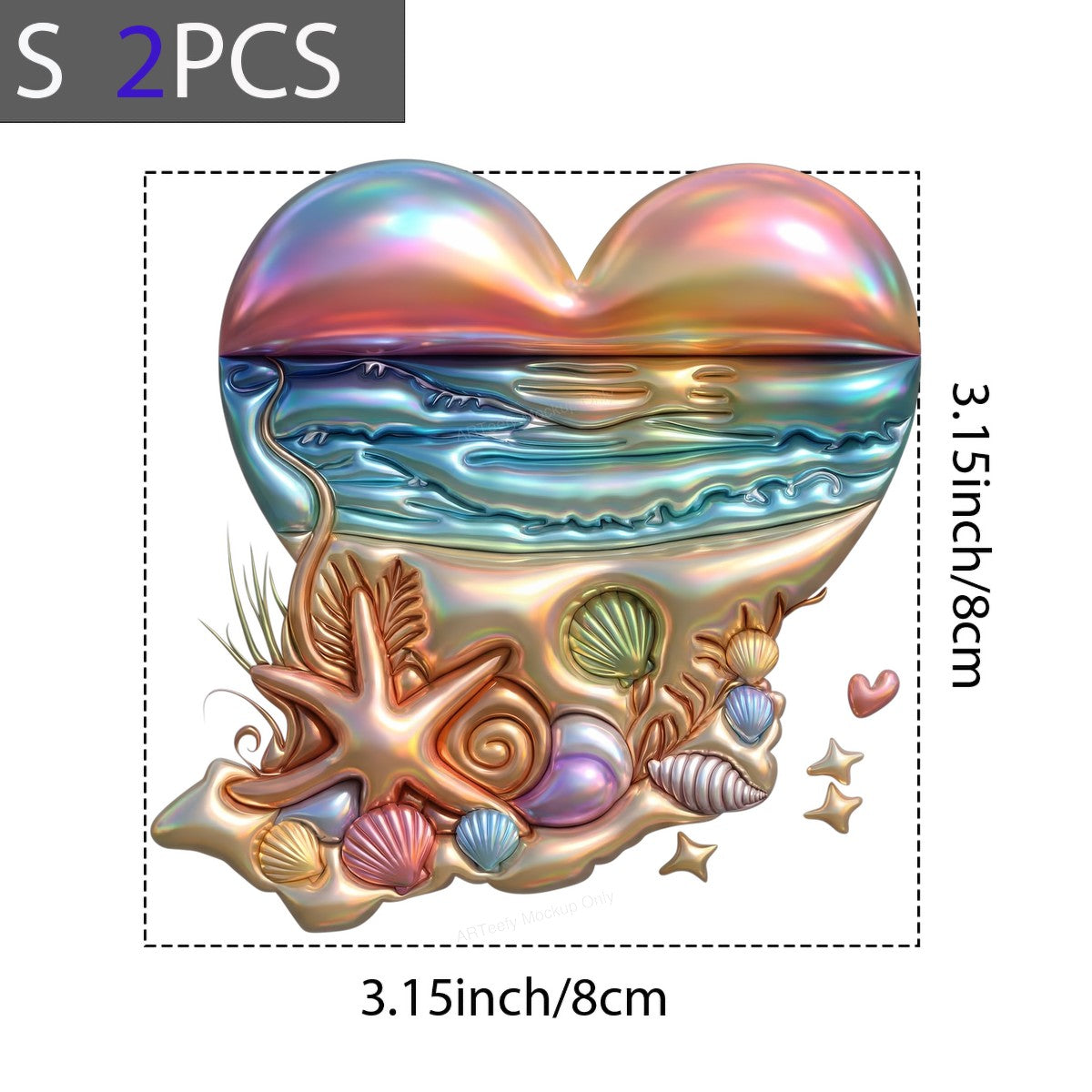 DTF Heat Transfer Iron On Sticker Iron On Heat Transfers Beach Heart Seashell Design Summer Apparel Local Warehouse - 8