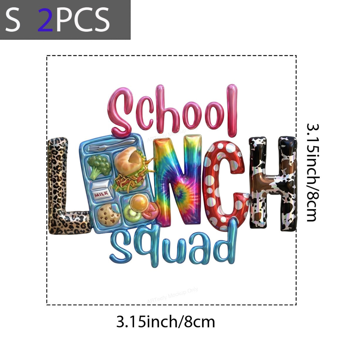 DTF Heat Transfer Iron On Sticker Iron On Transfers for T Shirts School Lunch Squad Colorful Lettering Trendy Apparel Designs Local Warehouse - 8
