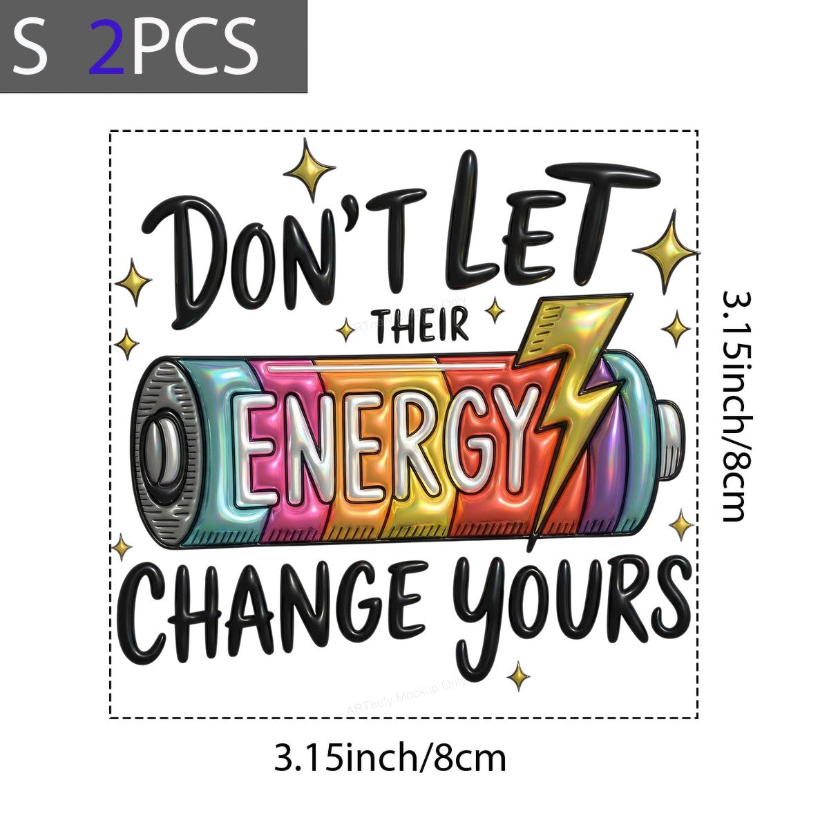 DTF Heat Transfer Iron On Sticker Iron On Heat Transfers Colorful Battery Design Motivational Quotes for T Shirts Hoodies Clearance - 8