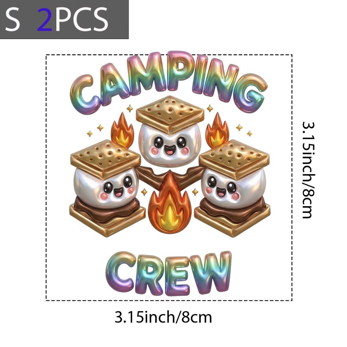 DTF Heat Transfer Iron On Sticker Iron On Transfers for T Shirts Cute Camping Crew Smores Design Heat Press Ready for Outdoor Adventure Apparel Local Warehouse - 8