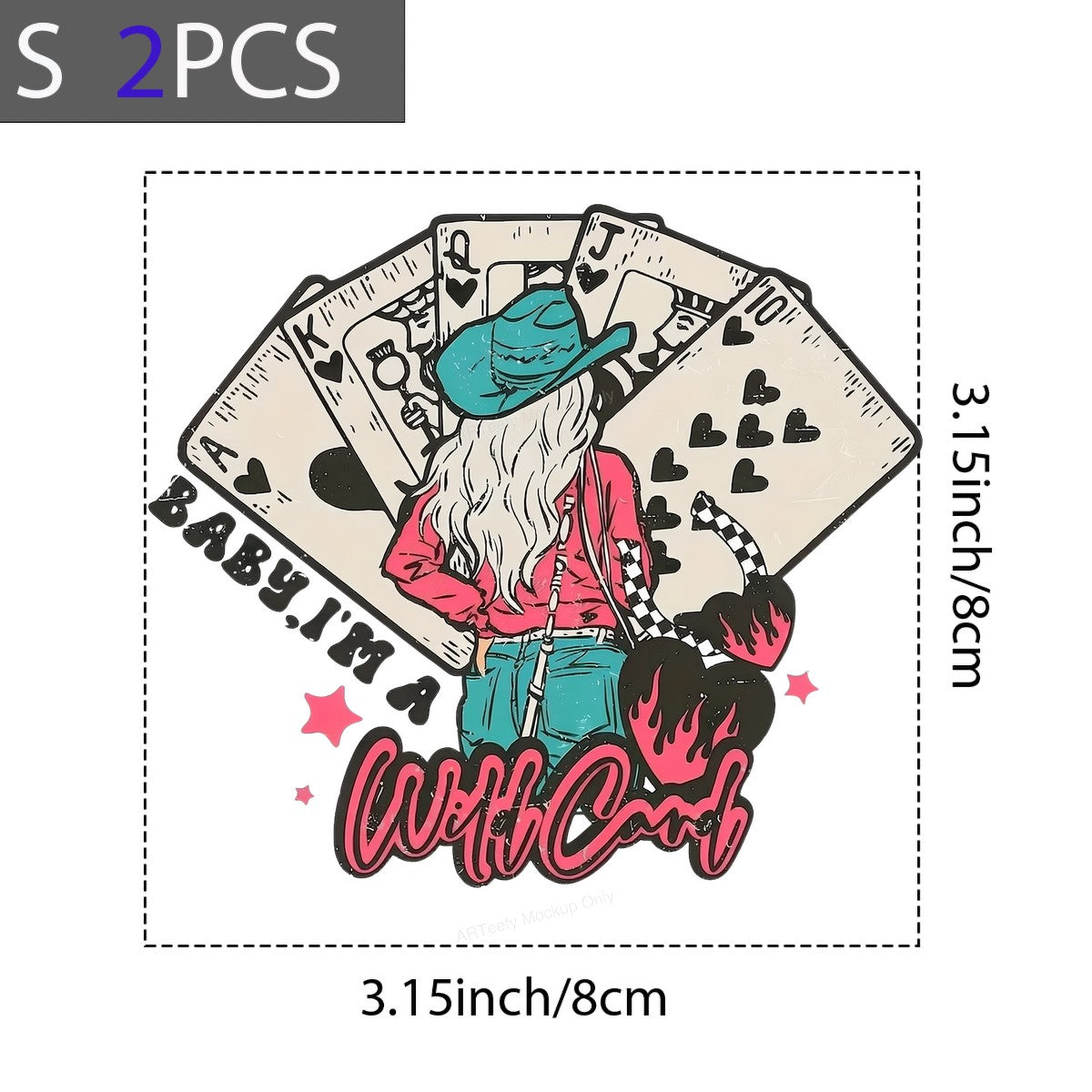 DTF Heat Transfer Iron On Sticker Iron On Heat Transfers Western Cowgirl Style Playing Cards Design for T Shirts Jackets Clearance - 8