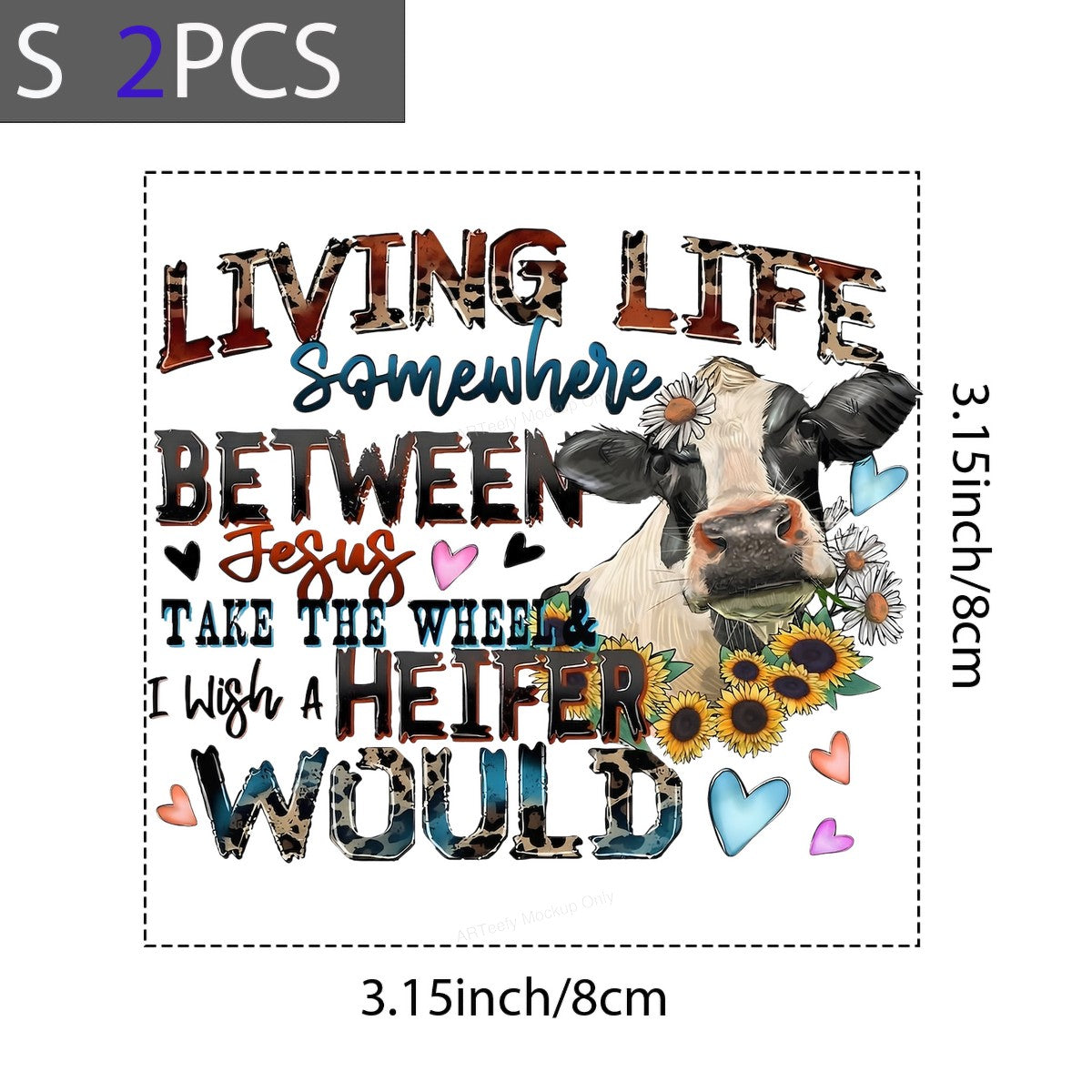 DTF Heat Transfer Iron On Sticker Iron On Heat Transfers Western Cowgirl Style with Sunflowers Hearts for Casual Wear T Shirts Hoodies Clearance - 8
