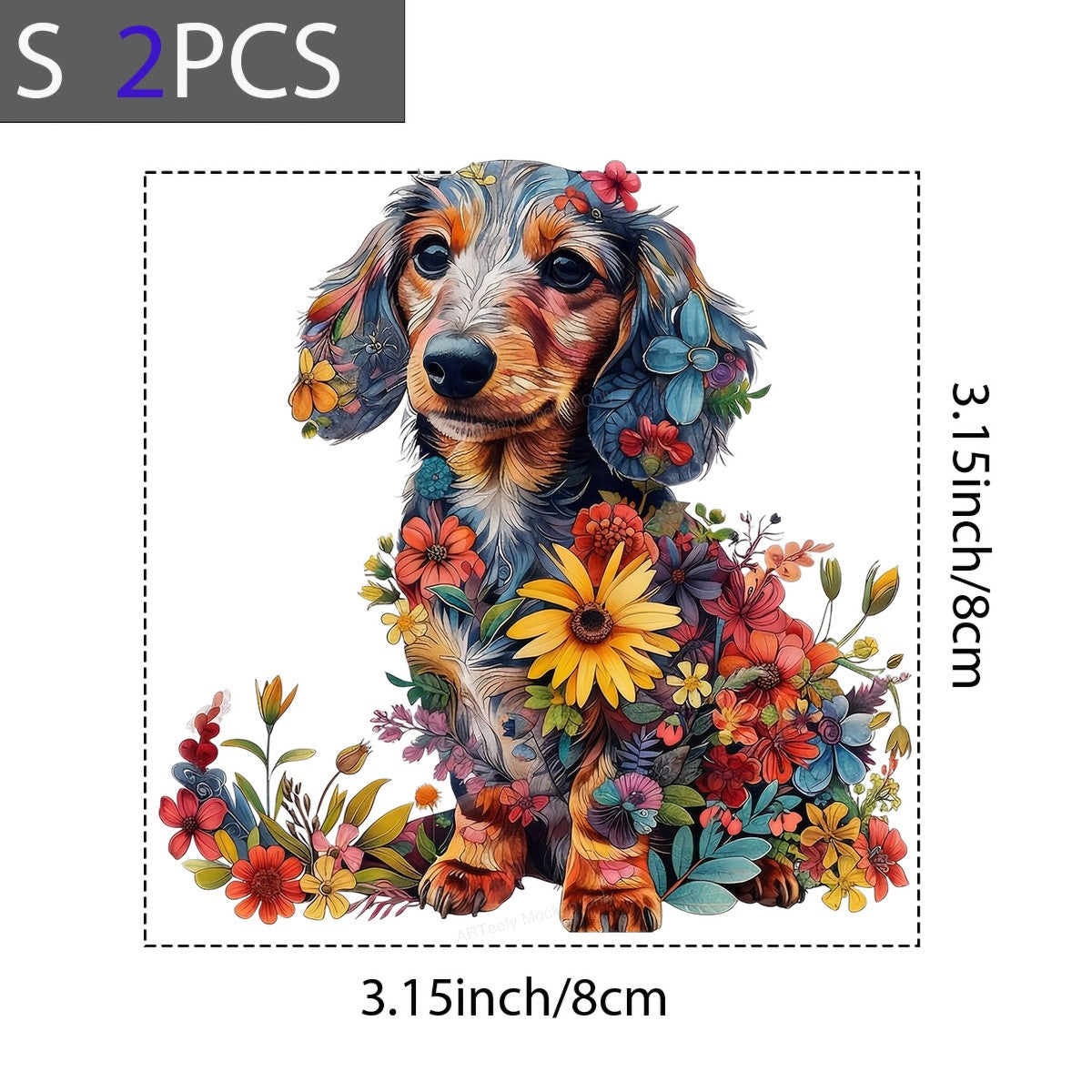 DTF Heat Transfer Iron On Sticker Iron On Heat Transfers Colorful Floral Dog Design for Apparel Bags Jackets Local Warehouse - 8