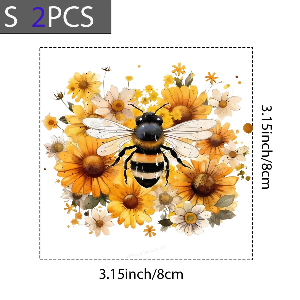 DTF Heat Transfer Iron On Sticker Iron On Heat Transfers Bumblebee and Floral Design for T Shirts Hoodies Fall Seasonal Clearance - 8