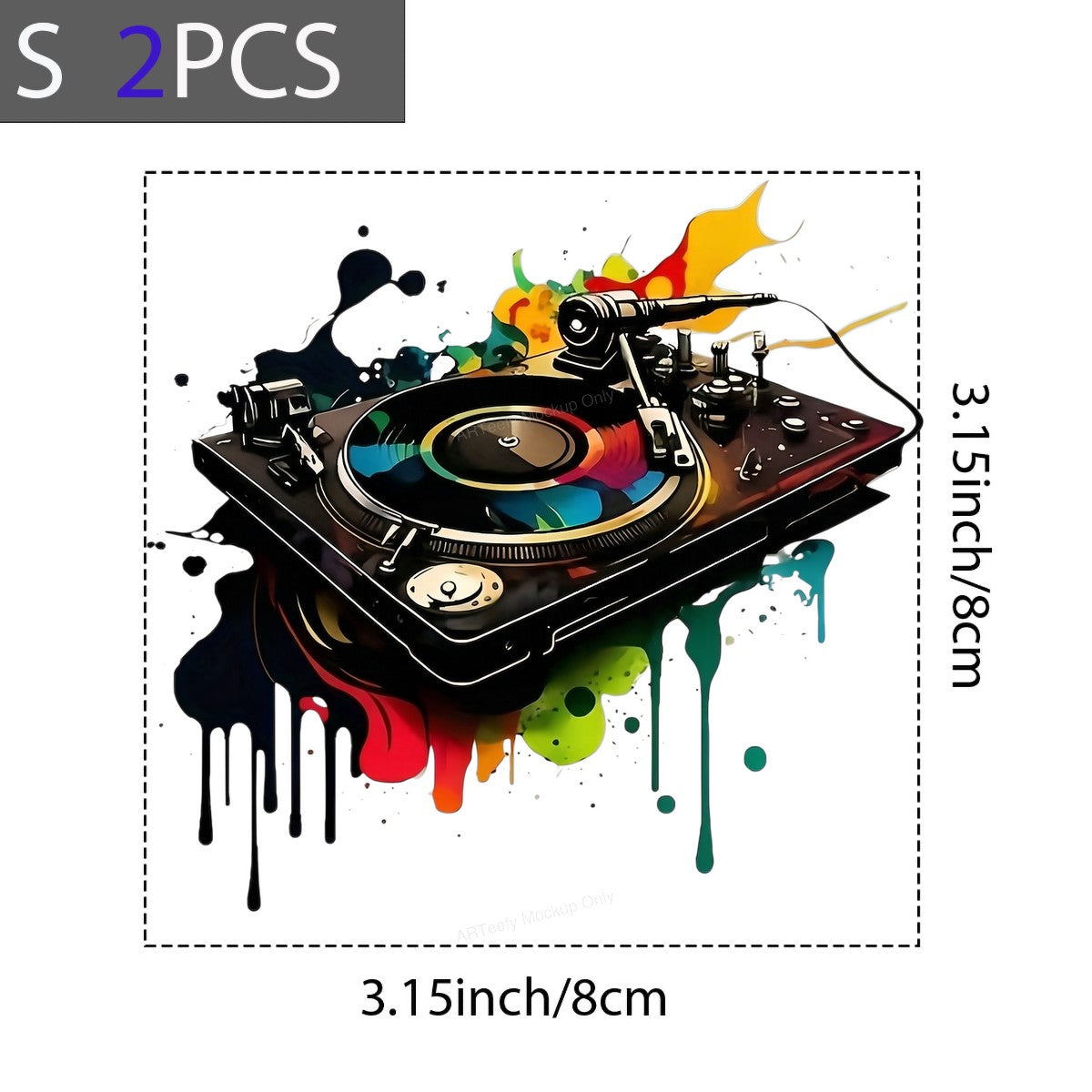 DTF Heat Transfer Iron On Sticker Iron On Heat Transfers Colorful Turntable Design for Music Lovers Apparel Local Warehouse - 8