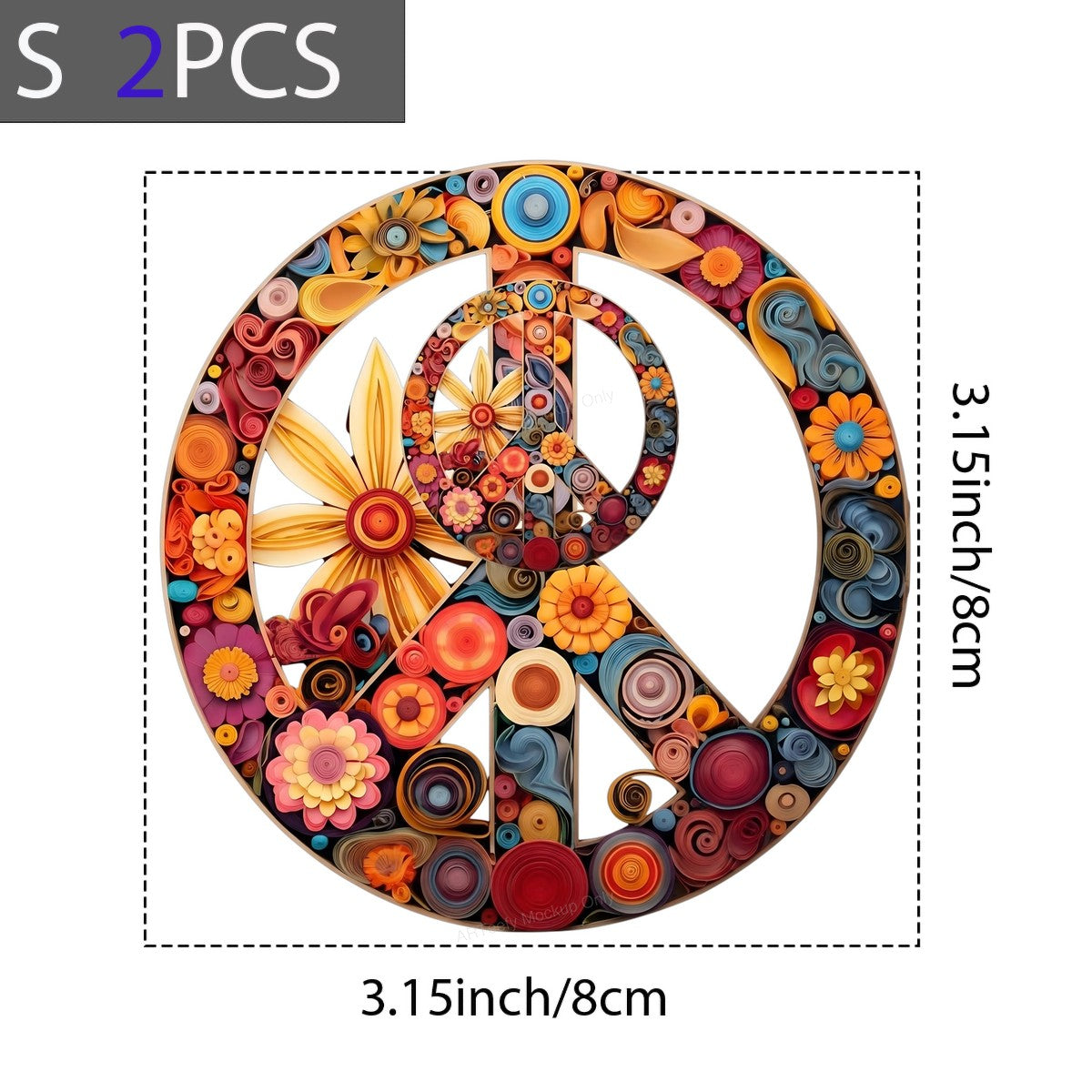 DTF Heat Transfer Iron On Sticker Iron On Heat Transfers Colorful Peace Symbol Floral Pattern for T Shirts Hoodies Local Warehouse - 8