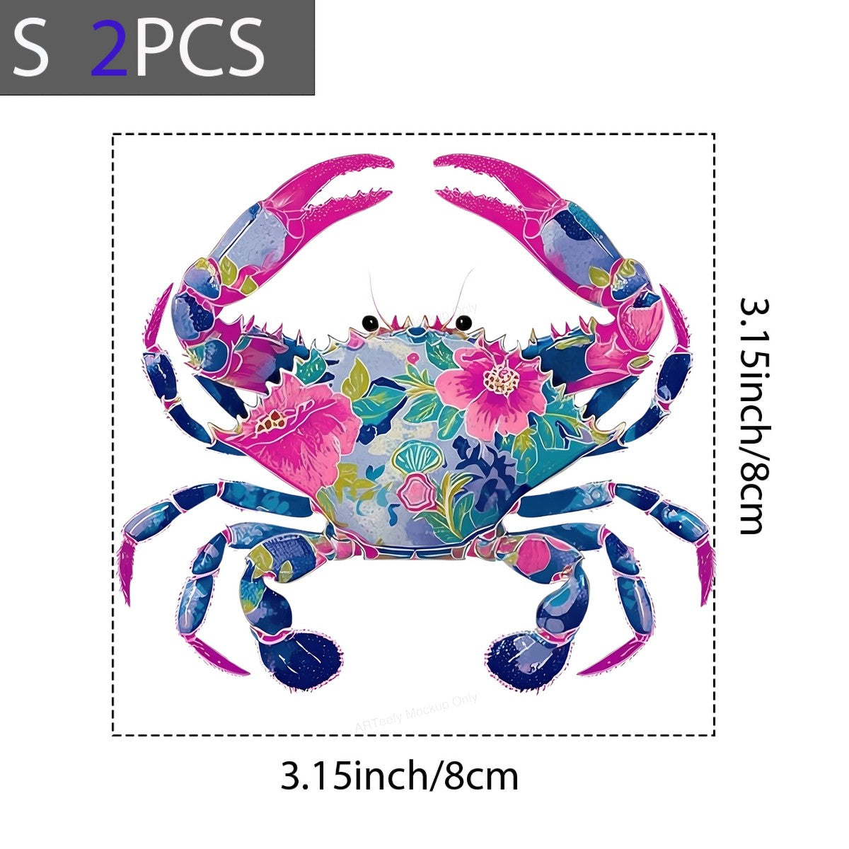 DTF Heat Transfer Iron On Sticker Iron On Heat Transfers Colorful Floral Crab Design for T Shirts Beachwear Summer Fashion Clearance - 8