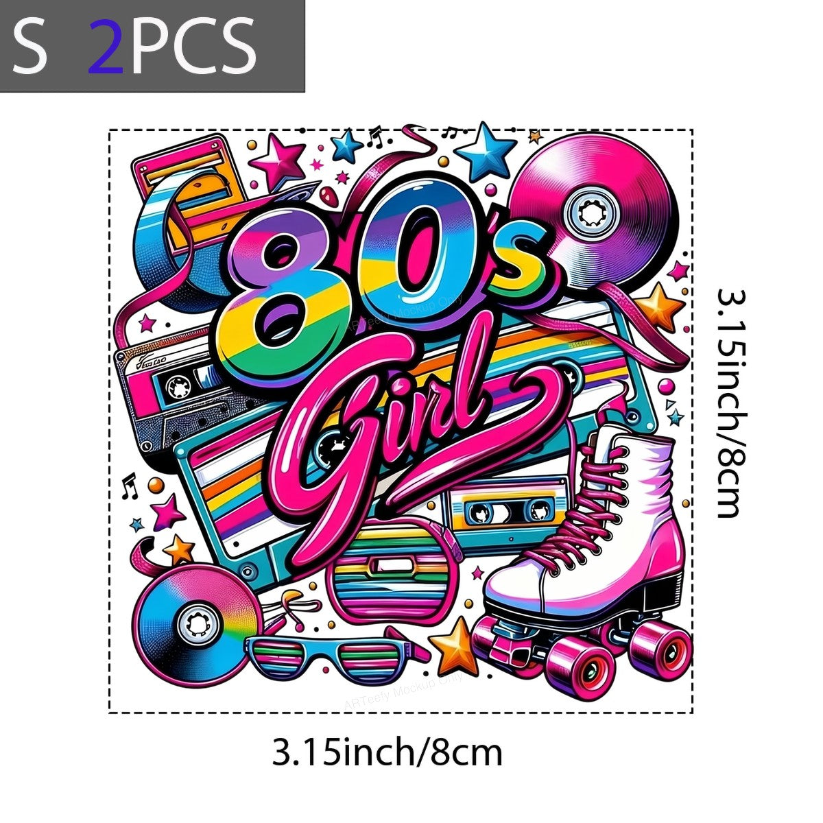 DTF Heat Transfer Iron On Sticker Iron On Heat Transfers Retro 80s Style Neon Colors for T Shirts Jackets Local Warehouse - 8