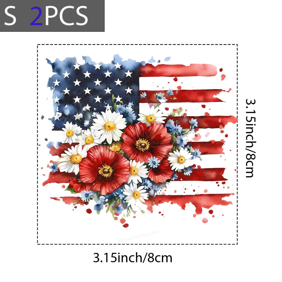 DTF Heat Transfer Iron On Sticker Iron On Heat Transfers Patriotic American Flag Floral Design for T Shirts Independence Day Apparel Clearance - 8