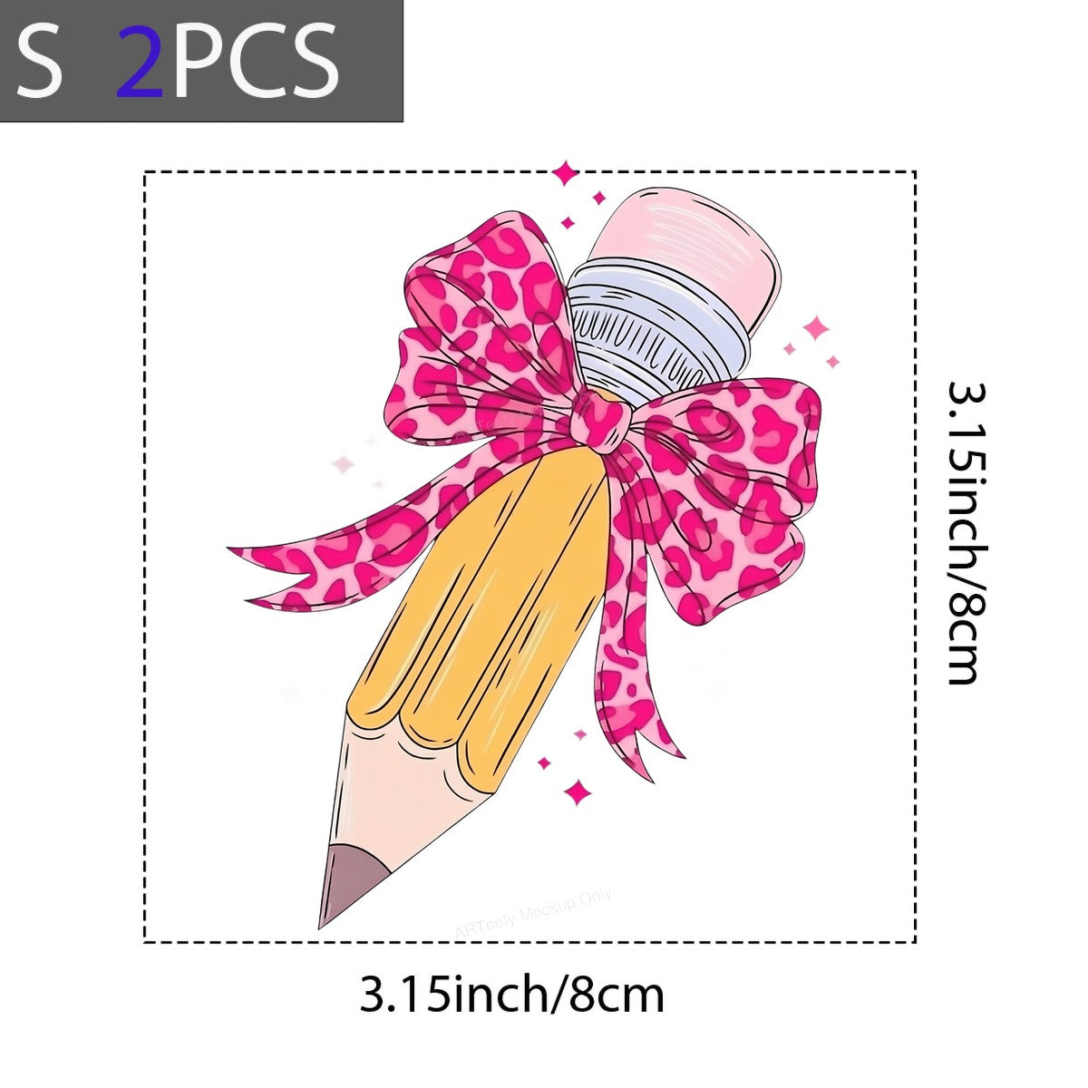 Back to School Pink Leopard Bow Pencil DTF Heat Transfer Iron On Sticker Girls Teacher Gift Shirt - 8