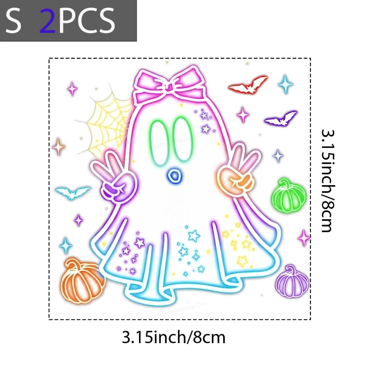 DTF Heat Transfer Iron On Sticker Iron On Transfers for T Shirts Halloween Glow in the Dark Ghost Design for Spooky Apparel Local Warehouse - 8