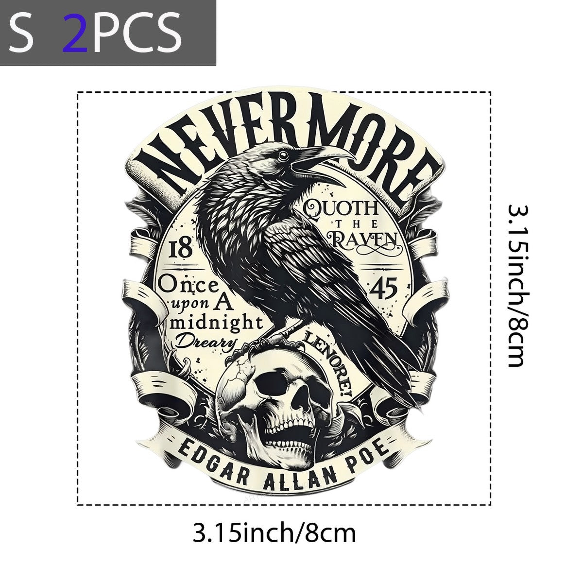 DTF Heat Transfer Iron On Sticker Iron On Heat Transfers Gothic Raven Skull Design for Halloween Apparel Local Warehouse - 8
