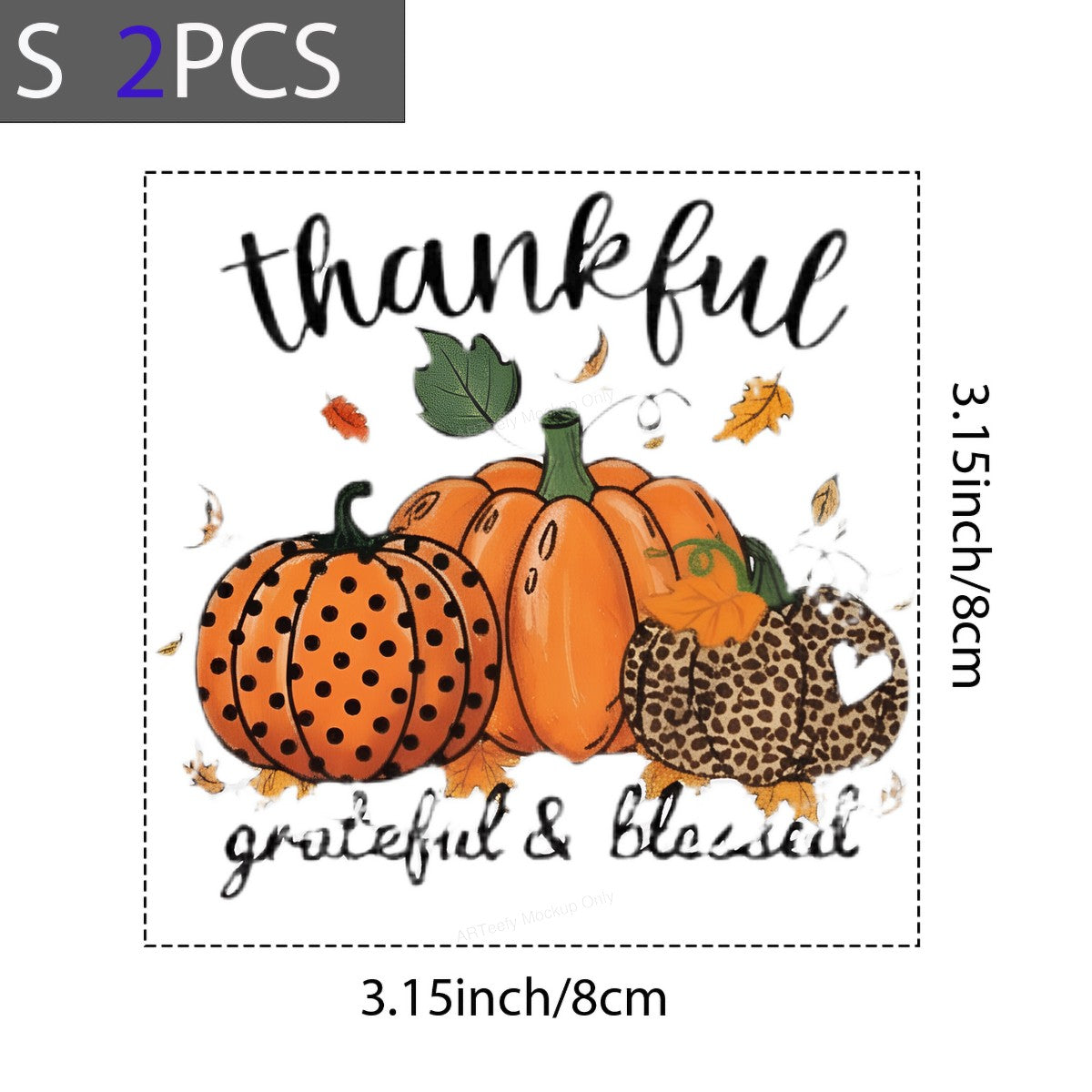 Iron On Transfer Thankful Pumpkin Leopard Print Design for Holiday Shirts and Tote Bags - 8