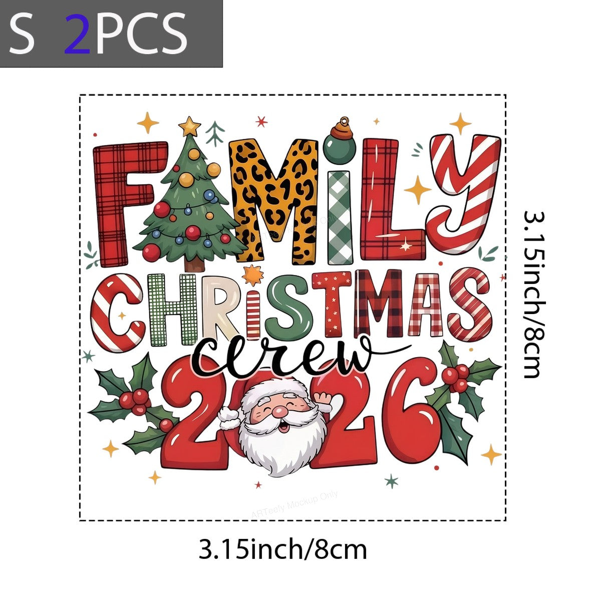DTF Heat Transfer Iron On Sticker Iron On Heat Transfers Festive Christmas Family Crew Santa Design for Holiday T Shirts Local Warehouse - 8