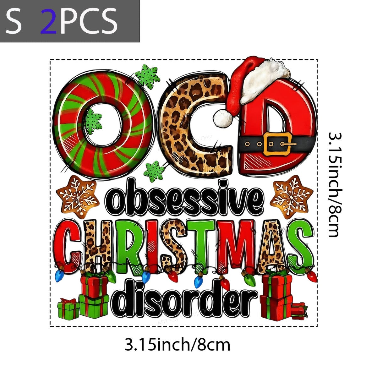 DTF Heat Transfer Iron On Sticker Iron On Heat Transfers Festive Christmas Letters Leopard Snowflakes for Holiday T Shirts Seasonal Clearance - 8