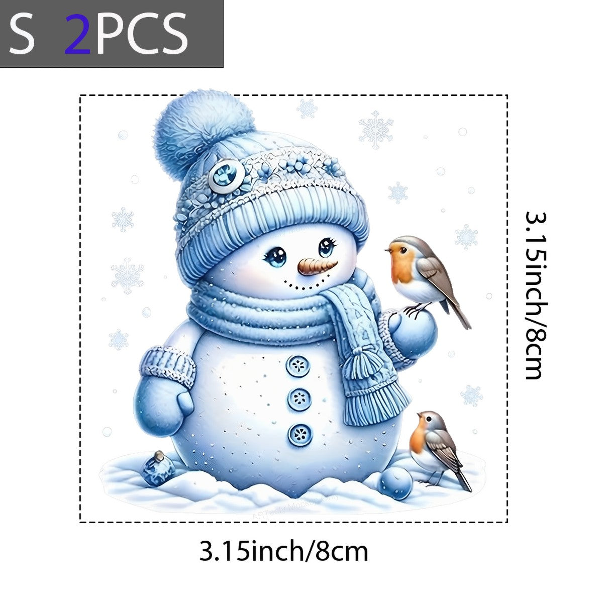 DTF Heat Transfer Iron On Sticker Iron On Heat Transfers Snowman and Birds Design Christmas Winter Apparel Decorations Local Warehouse - 8