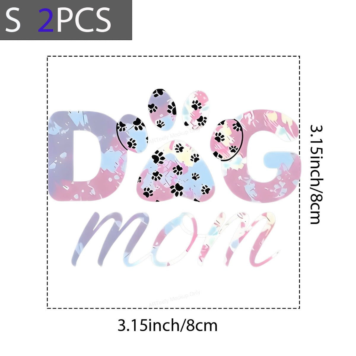DTF Heat Transfer Iron On Sticker Iron On Heat Transfers Dog Mom Tie Dye Style Paw Print Design for Casual Wear T Shirts Hoodies - 8