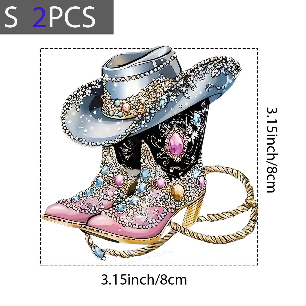 DTF Heat Transfer Iron On Sticker Iron On Heat Transfers Western Rhinestone Cowboy Boots and Hat Design for Apparel Jackets Clearance - 8