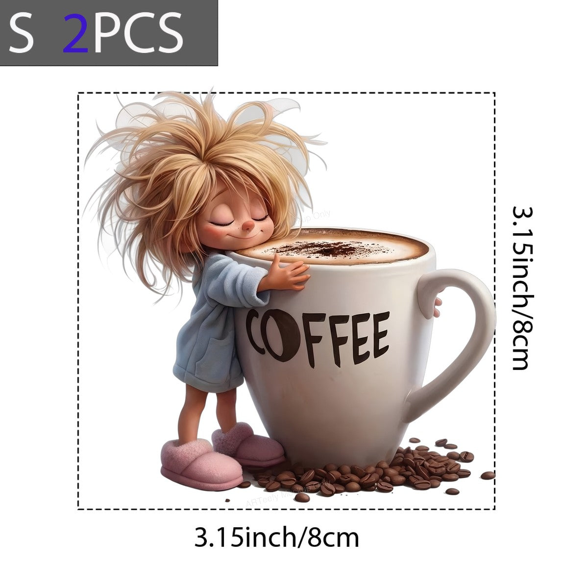 DTF Heat Transfer Iron On Sticker Iron On Heat Transfers Coffee Lover Cartoon Character Style for T Shirts Hoodies Clearance - 8