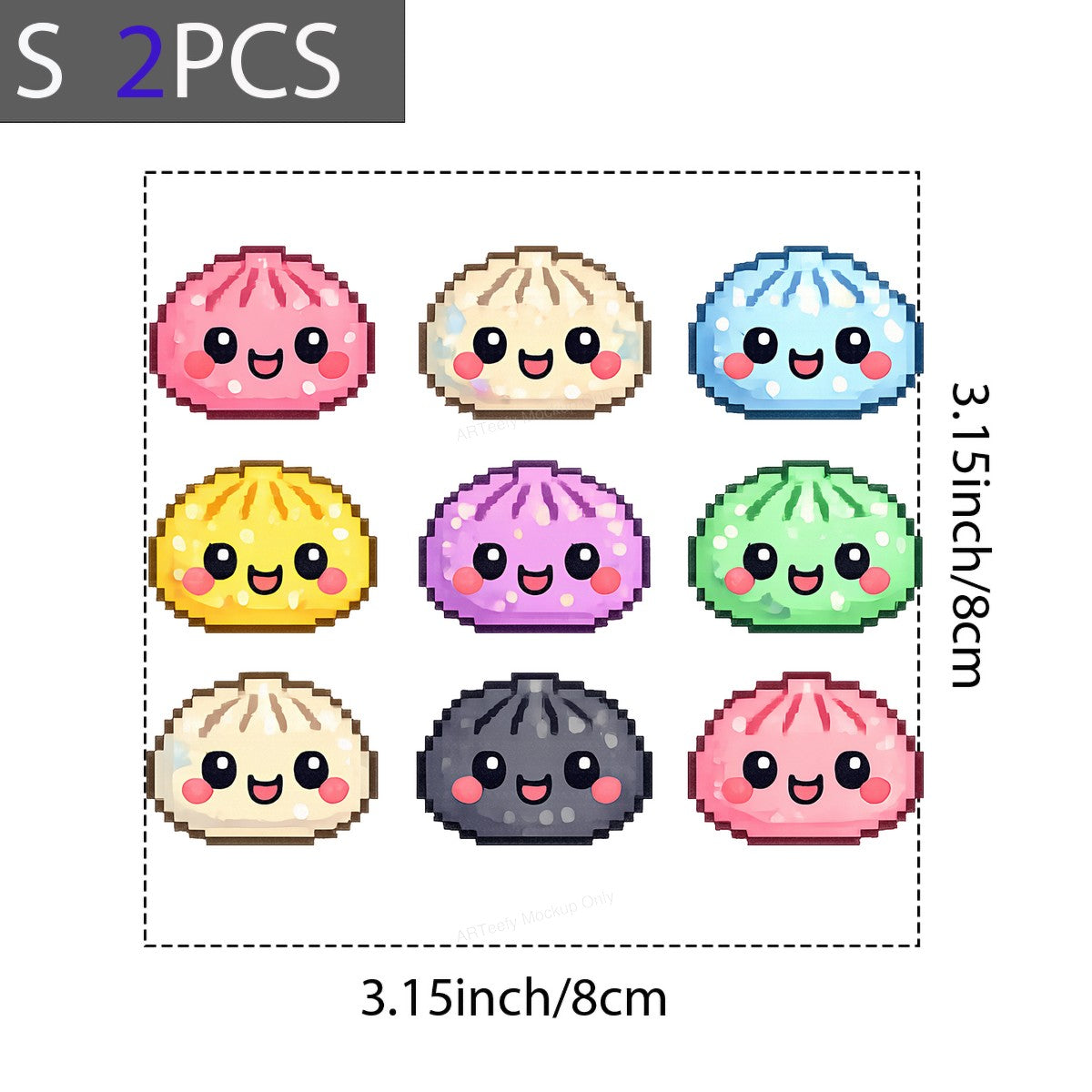 DTF Heat Transfer Kawaii Dumpling Faces Pixel Art Graphic for T Shirts Hoodies and Tote Bags - 8