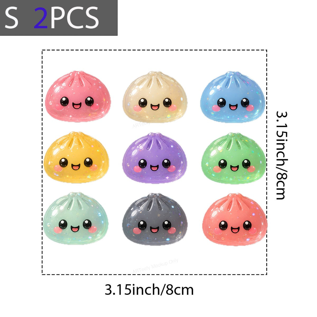 DTF Heat Transfer Kawaii Dumpling Faces Pastel Glitter Graphic for T Shirts Hoodies and Tote Bags - 8