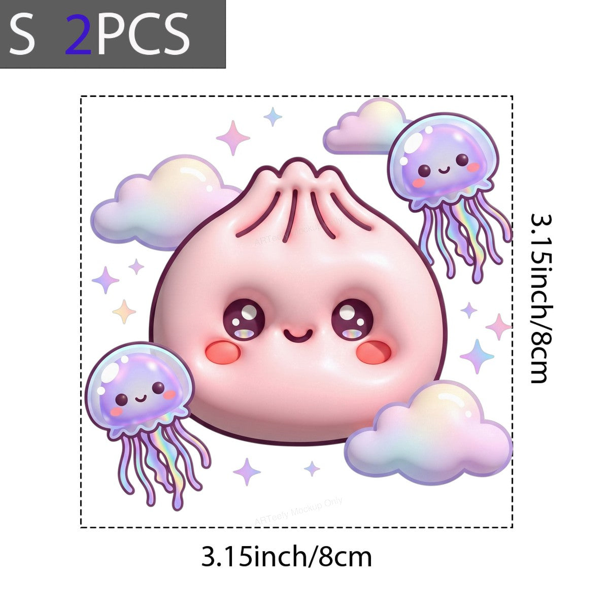 DTF Transfer Cute Kawaii Jellyfish and Clouds Pastel Cartoon Graphic for T Shirts Hoodies and Tote Bags - 8