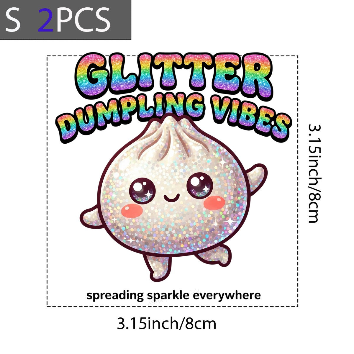 DTF Heat Transfer Glitter Dumpling Vibes Kawaii Sparkle Graphic for T Shirts Hoodies and Tote Bags - 8