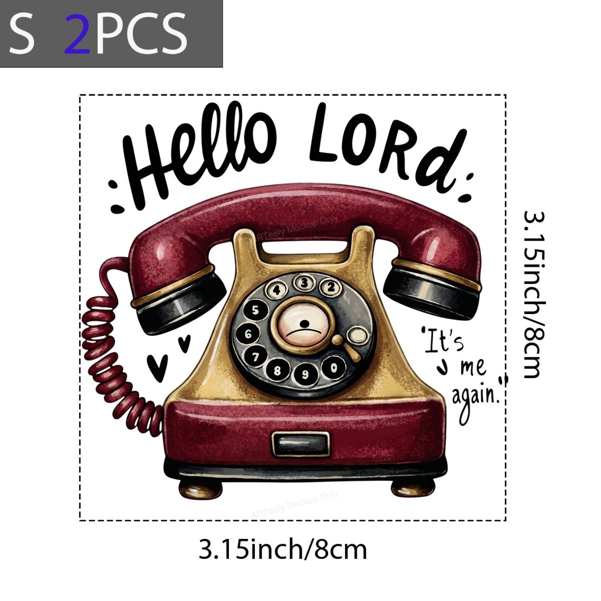 Christian Heat Transfer Hello Lord It’s Me Again Retro Rotary Phone Graphic for T Shirts Hoodies and Tote Bags - 8