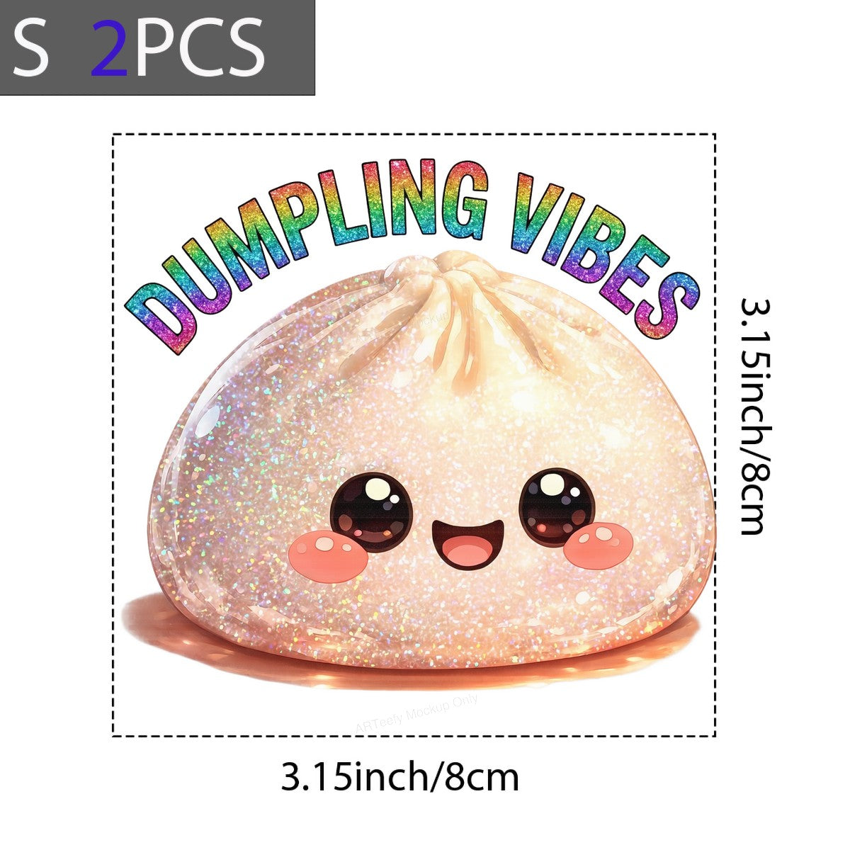 DTF Transfer Dumpling Vibes Kawaii Glitter Dumpling Graphic for T Shirts Hoodies and Tote Bags - 8