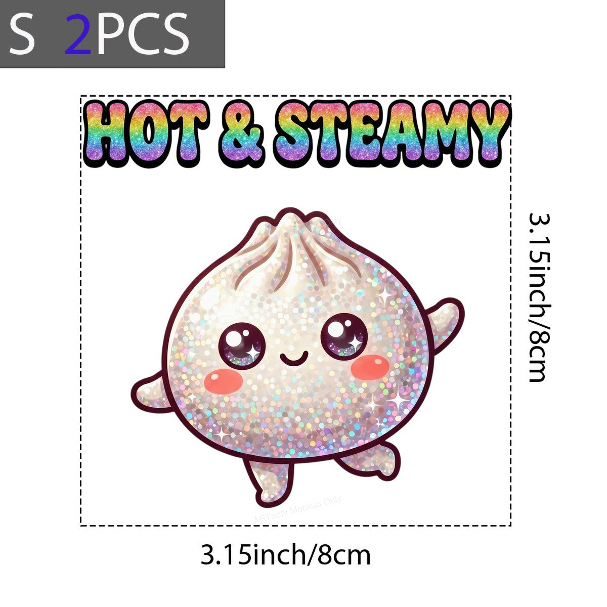 DTF Heat Transfer Hot & Steamy Glitter Dumpling Kawaii Graphic for T Shirts Hoodies and Tote Bags - 8