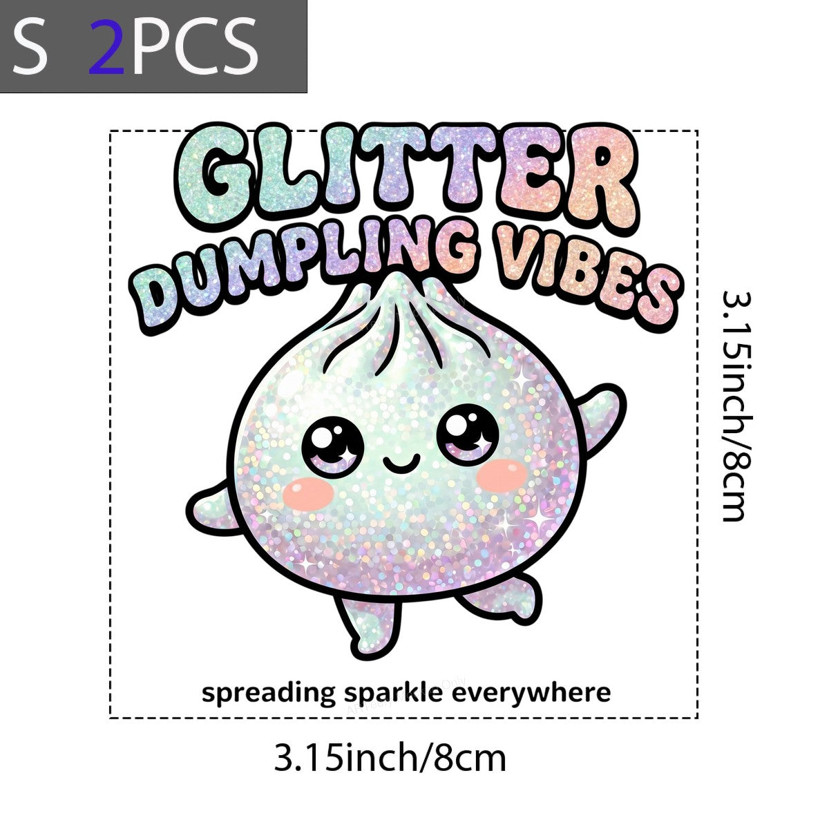 DTF Heat Transfer Glitter Dumpling Vibes Sparkle Cartoon Graphic for T Shirts Hoodies and Tote Bags - 8