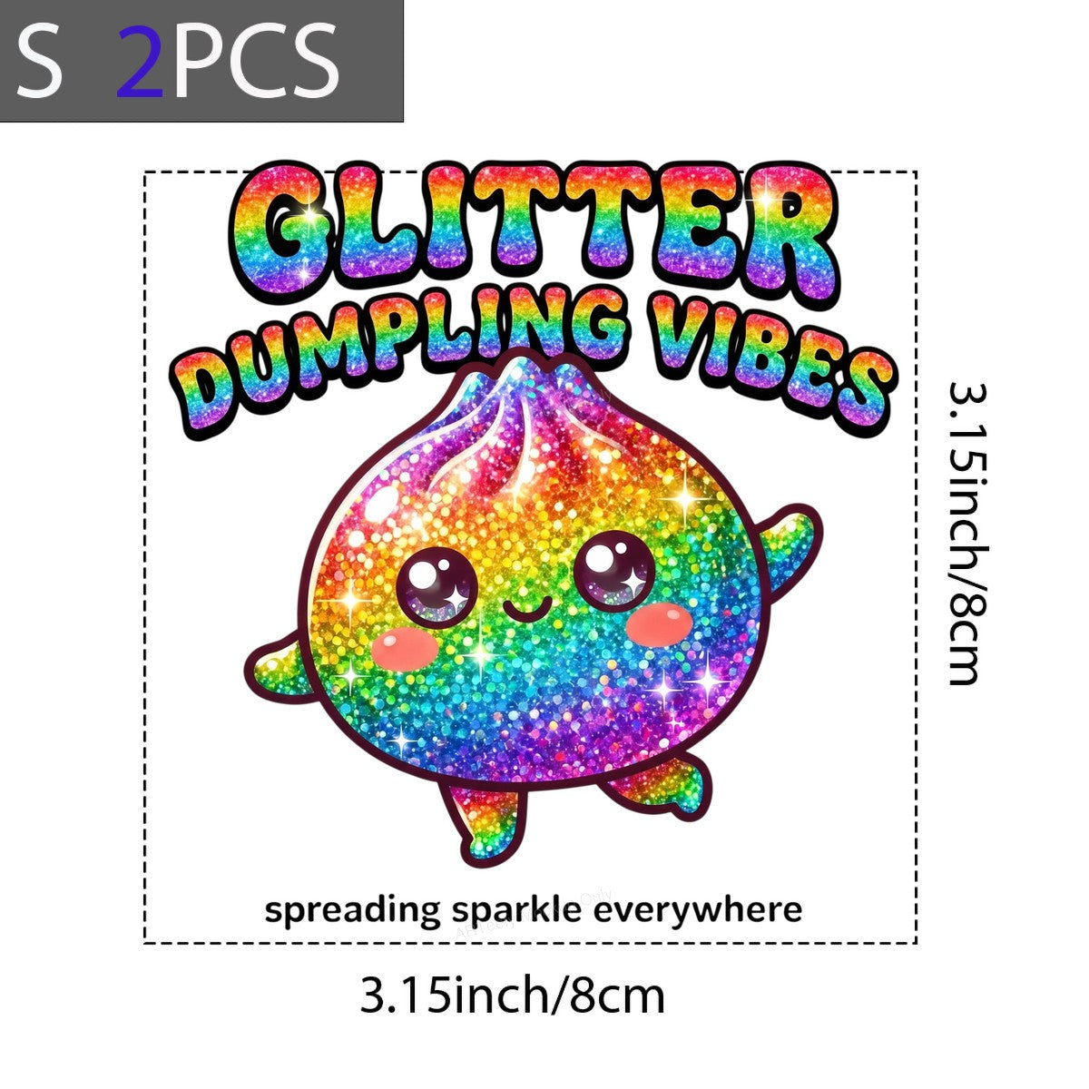 DTF Heat Transfer Glitter Dumpling Vibes Rainbow Sparkle Graphic for T Shirts Hoodies and Tote Bags - 8