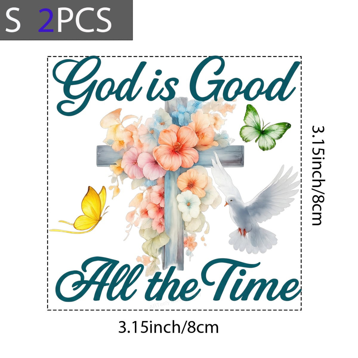 Christian Heat Transfer God Is Good All the Time Floral Cross Dove Graphic for T Shirts Hoodies and Tote Bags - 8