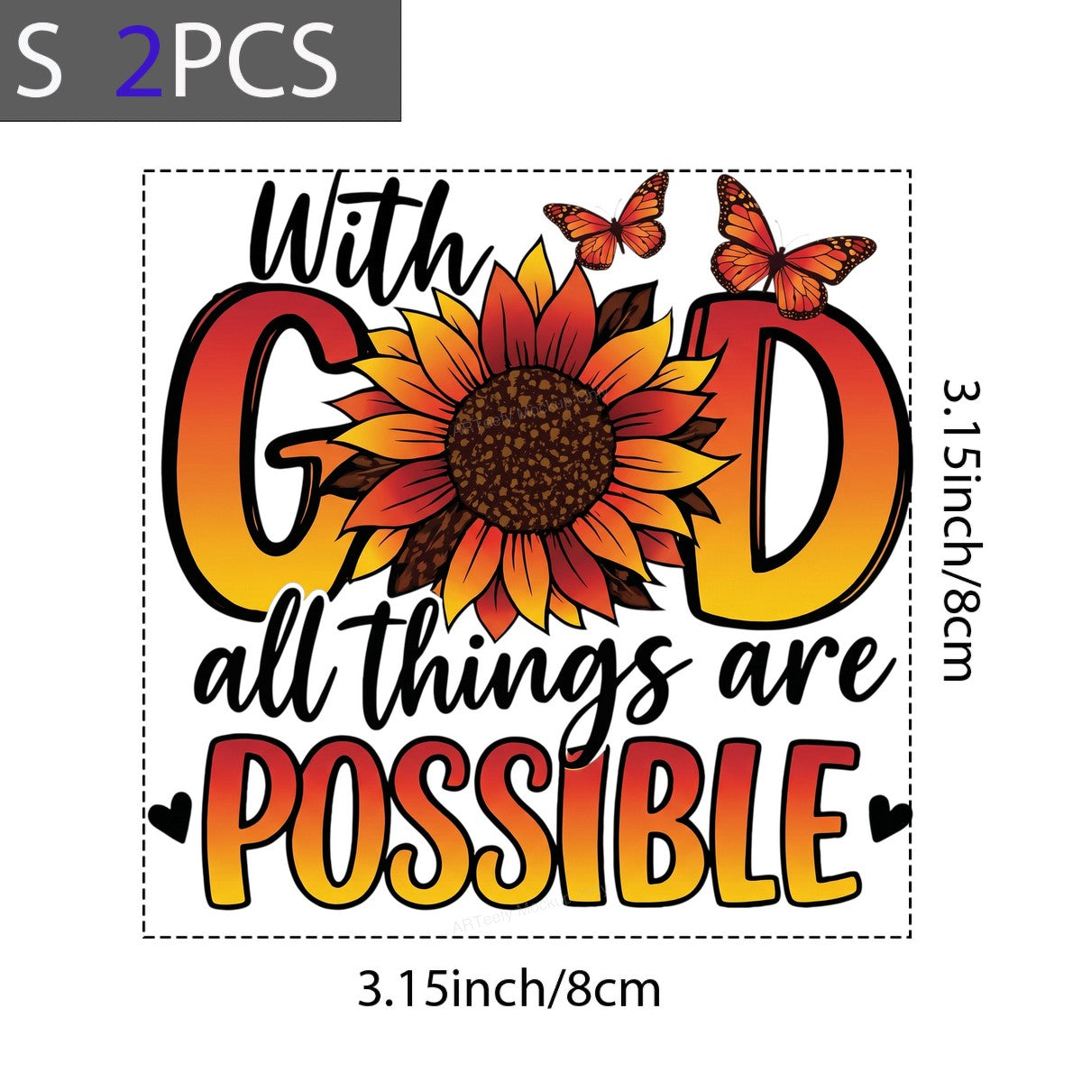 Christian Heat Transfer With God All Things Are Possible Sunflower and Butterfly Graphic for T Shirts Hoodies and Tote Bags - 8