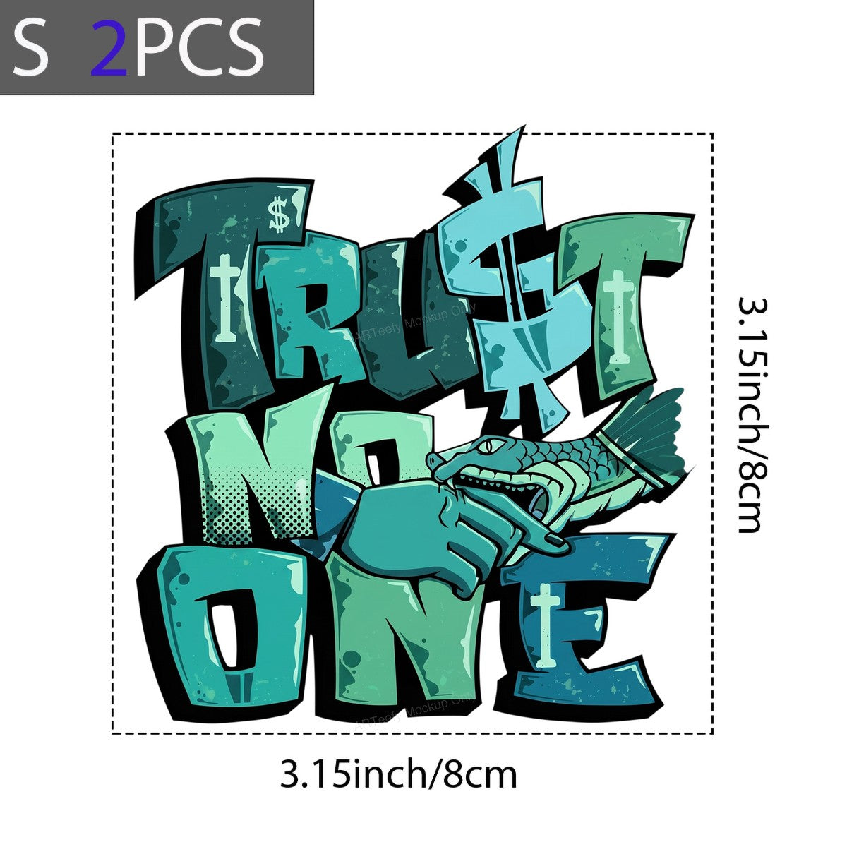 DTF Transfer Trust No One Snake Bite Hand Lettering Graphic for T Shirts Hoodies and Streetwear - 8