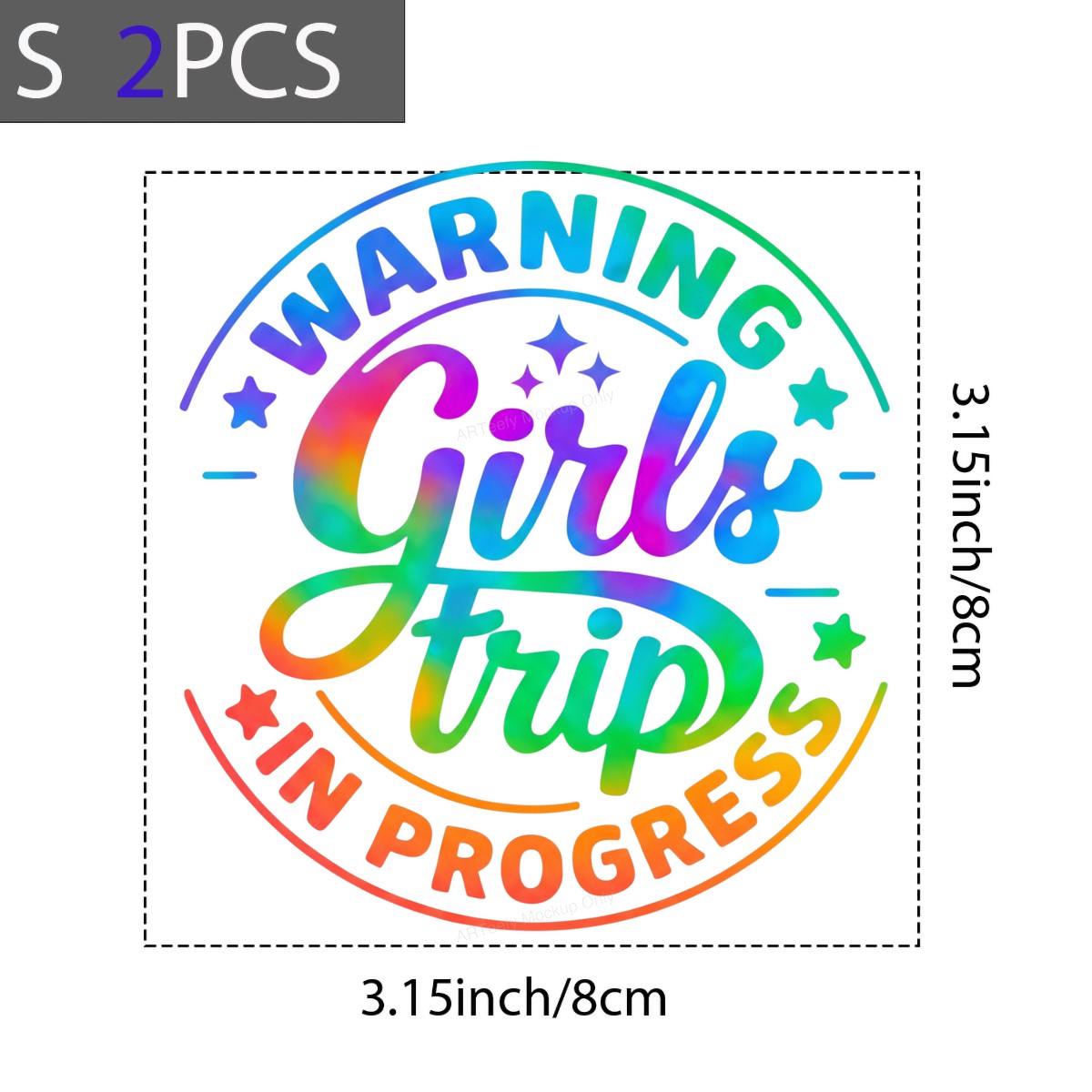 DTF Heat Transfer Warning Girls Trip In Progress Rainbow Tie Dye Graphic for T Shirts Hoodies and Vacation Shirts - 8