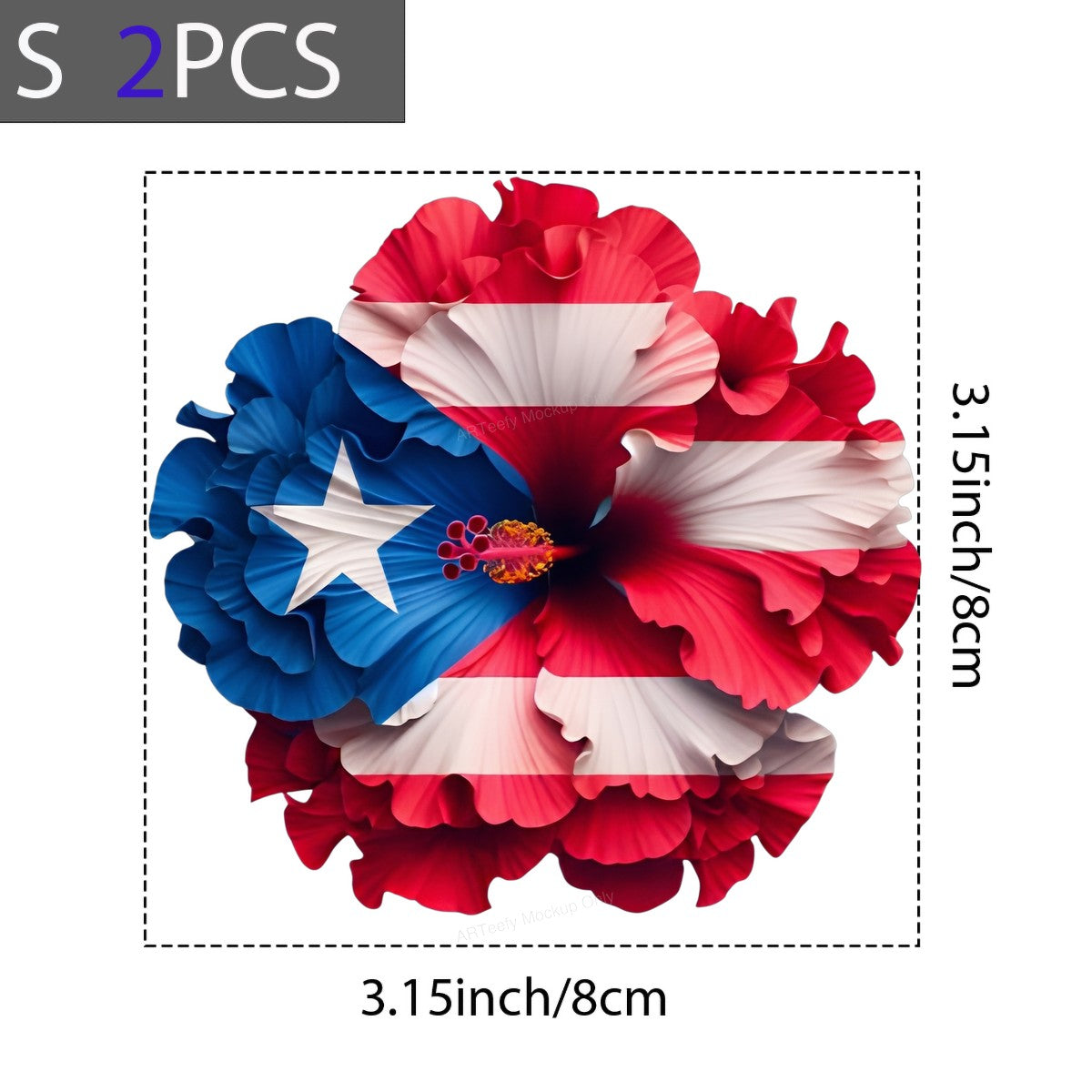 DTF Heat Transfer Puerto Rico Flag Hibiscus Flower Graphic for T Shirts Hoodies and Tote Bags - 8