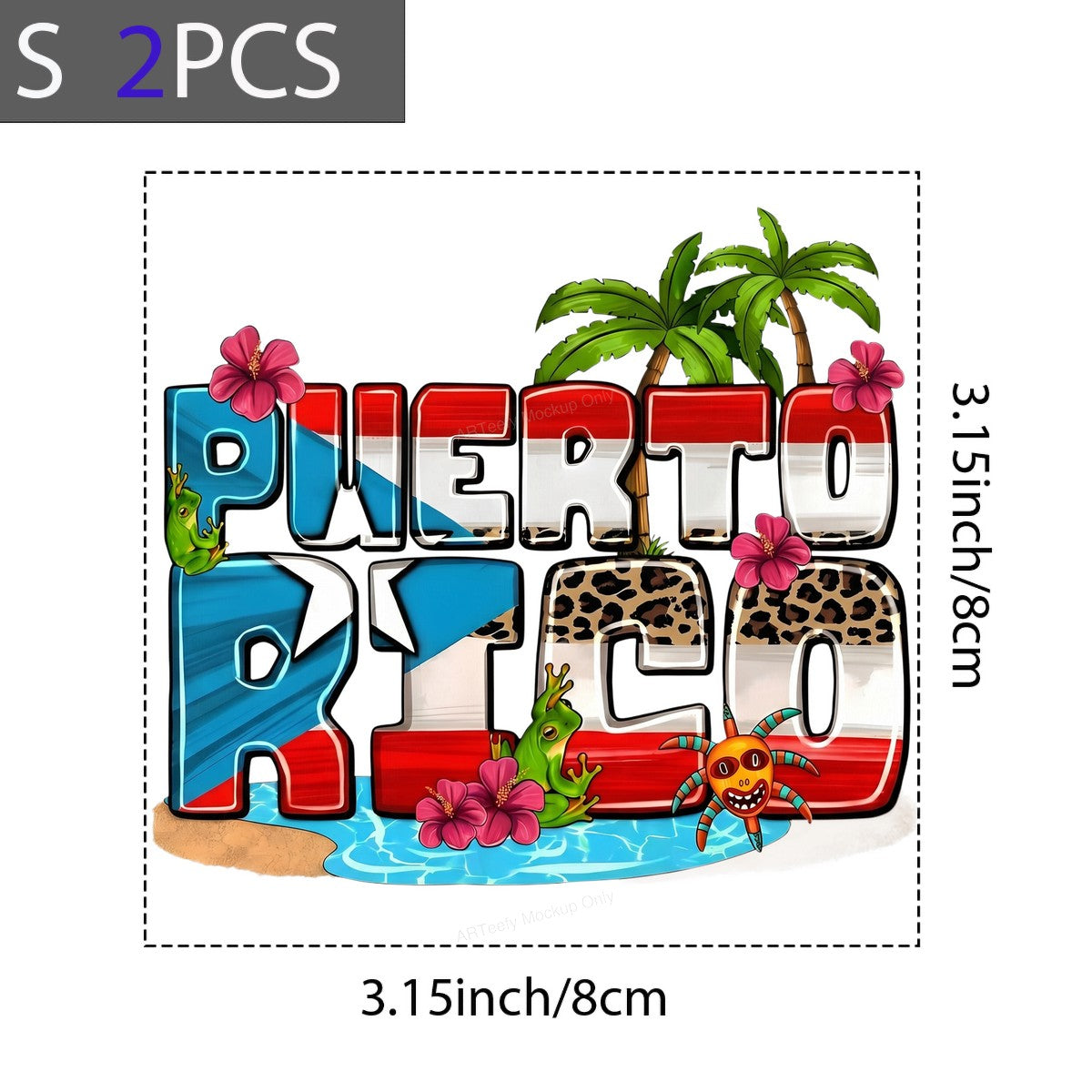 DTF Heat Transfer Puerto Rico Flag Tropical Beach Coqui Frog Graphic for T Shirts Hoodies and Travel Apparel - 8
