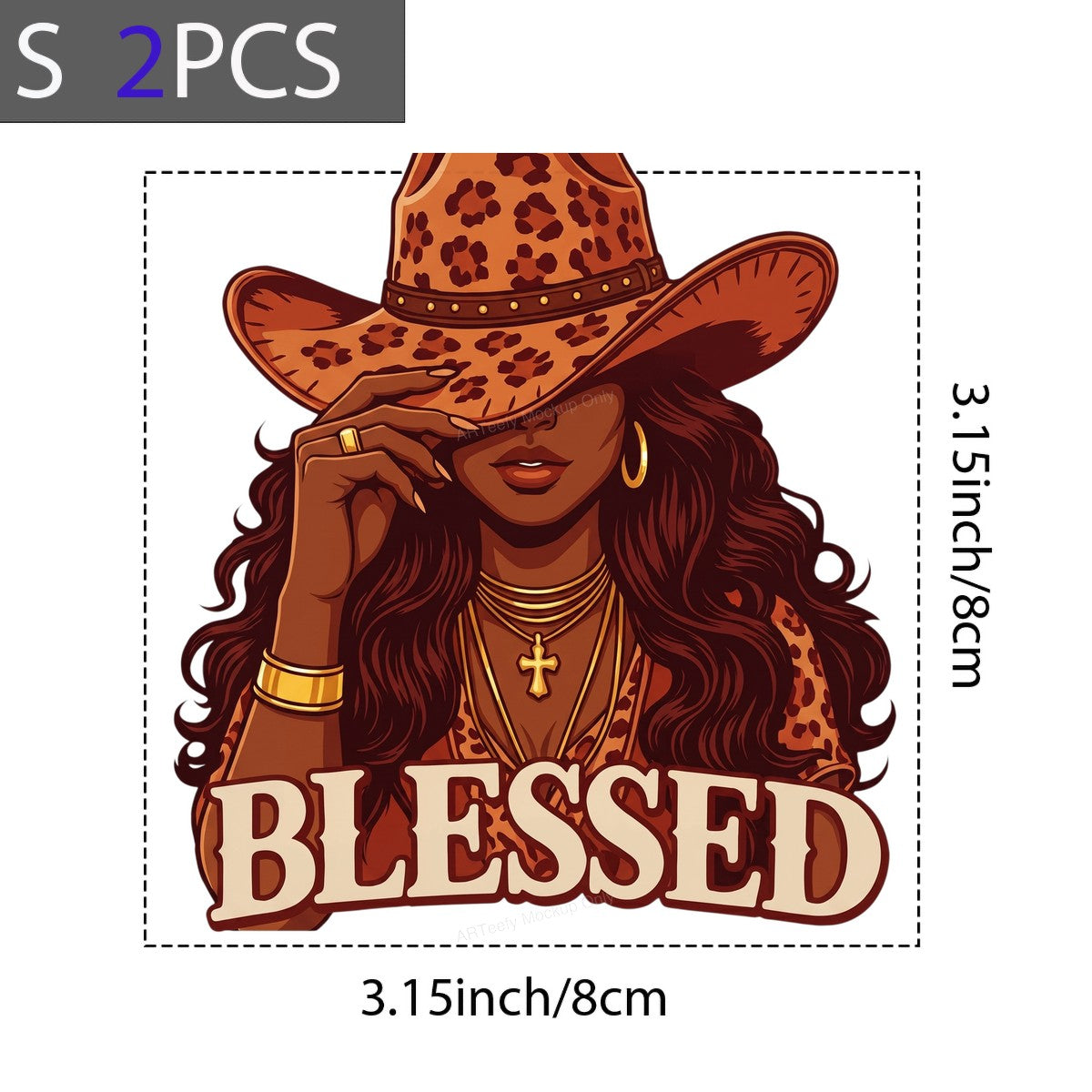 Christian Heat Transfer Blessed Cowgirl with Leopard Hat Western Graphic for T Shirts Hoodies and Tote Bags - 8