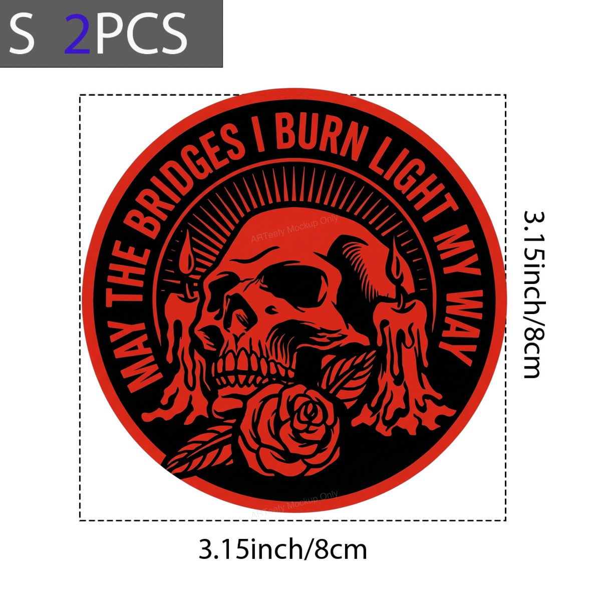 DTF Transfer May The Bridges I Burn Light My Way Skull Candle Rose Graphic for T Shirts Hoodies and Back Patches - 8
