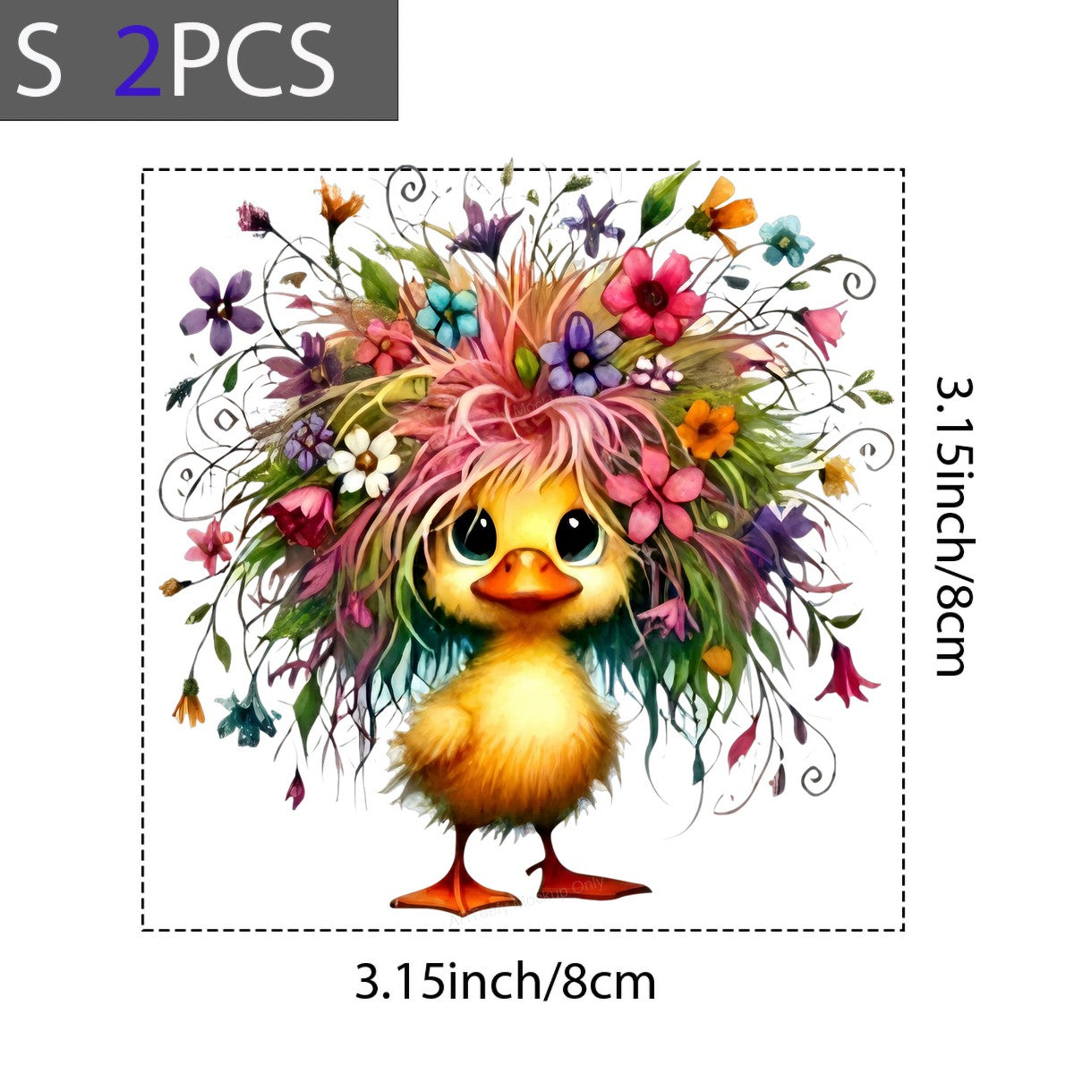 DTF Transfer Cute Duck with Colorful Flower Afro Art Graphic for T Shirts Hoodies and Tote Bags - 8